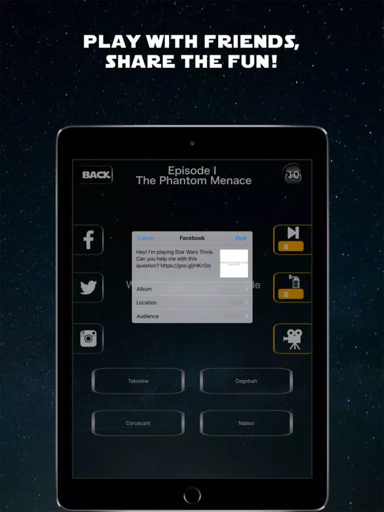 Tangkapan layar Trivia Wars - Quiz Game for the real Star Wars fan iPad 