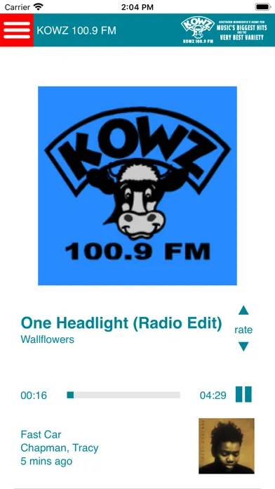 Capturas de tela do KOWZ FM