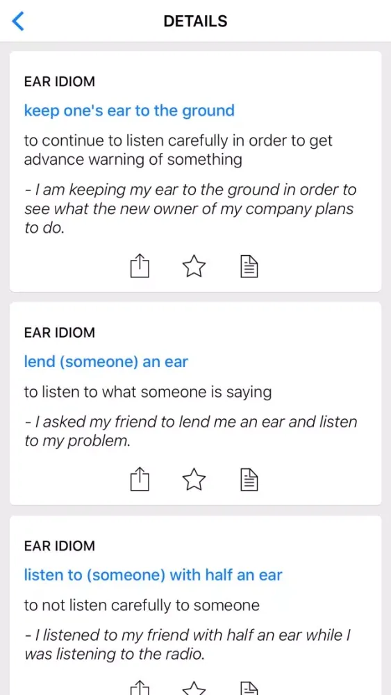 Screenshot di Education & Body idioms