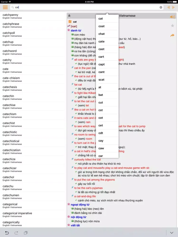 Tangkapan skrin English Vietnamese dictionary (Simple & Effective) iPad 