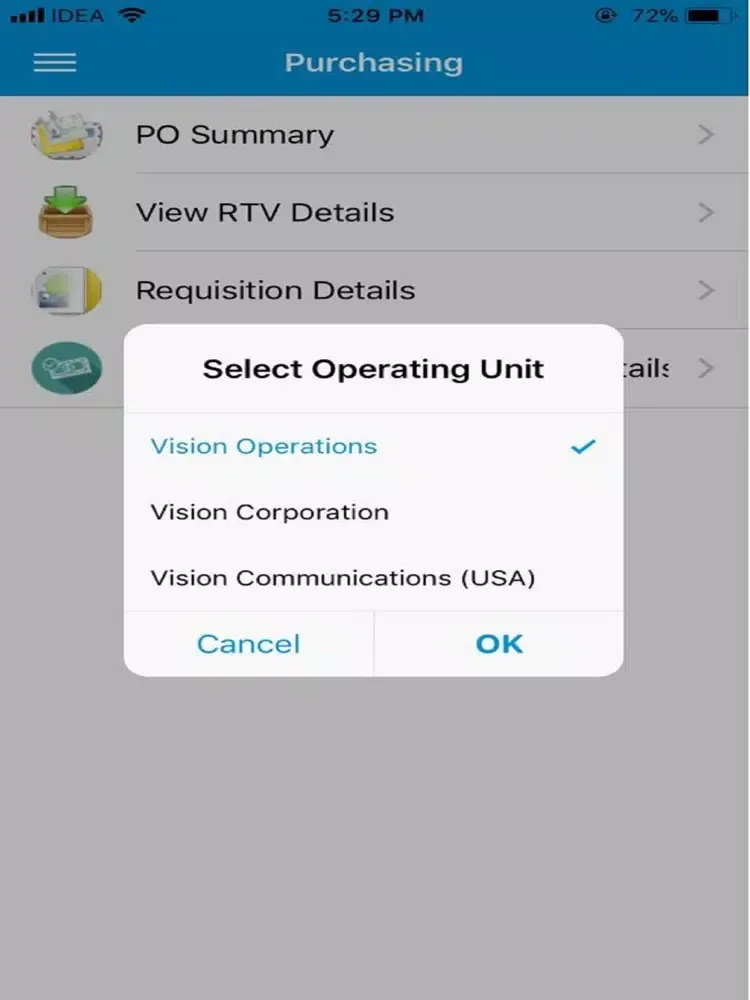 Tangkapan layar KPIT EBS Mobile App iPad 