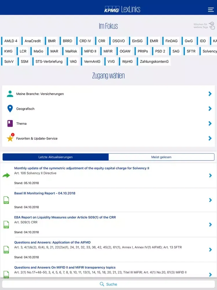 ภาพหน้าจอของ KPMG LexLinks iPad 