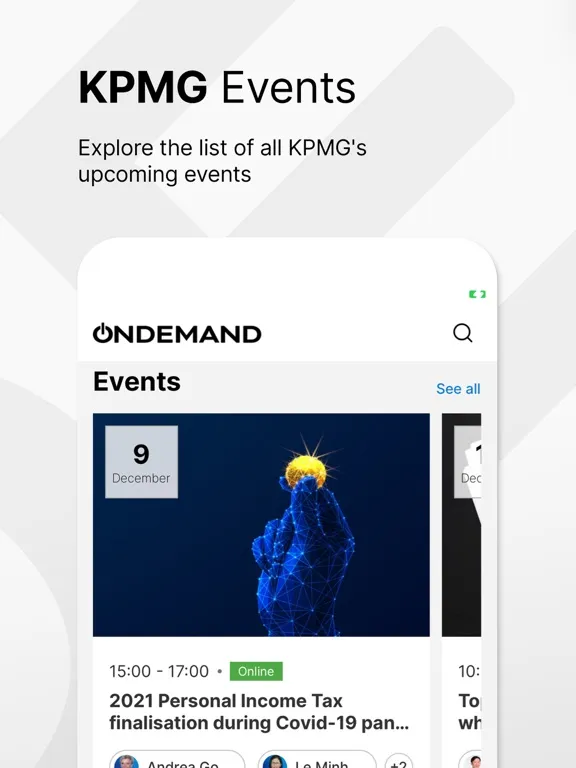 Ảnh chụp màn hình của KPMG OnDemand iPad 