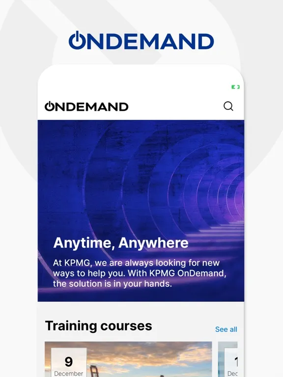 Ảnh chụp màn hình của KPMG OnDemand iPad 