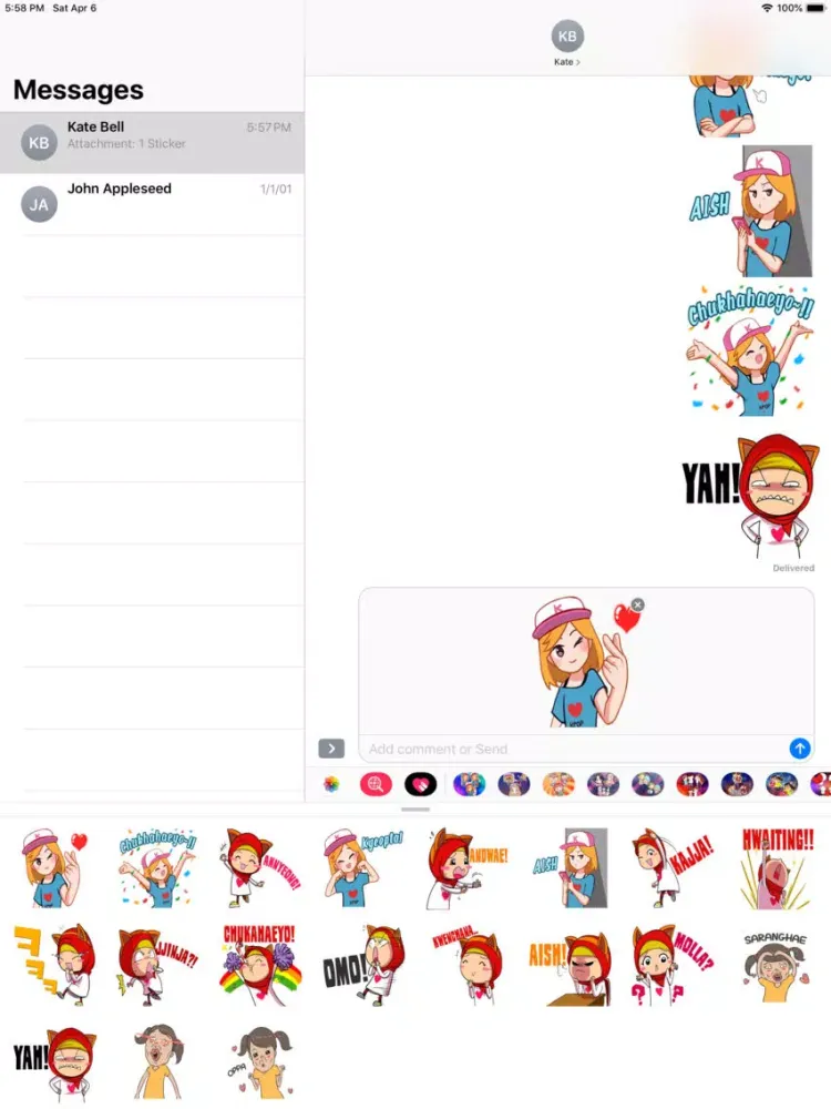 Pop Style Cute Girl Stickers iPad  Screenshots