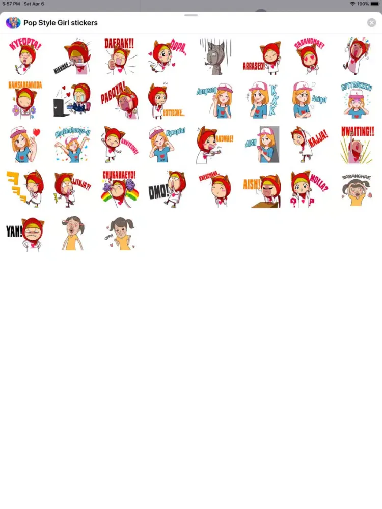 Pop Style Cute Girl Stickers iPad  Screenshots