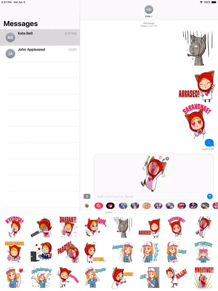 Pop Style Cute Girl Stickers iPad  Screenshots