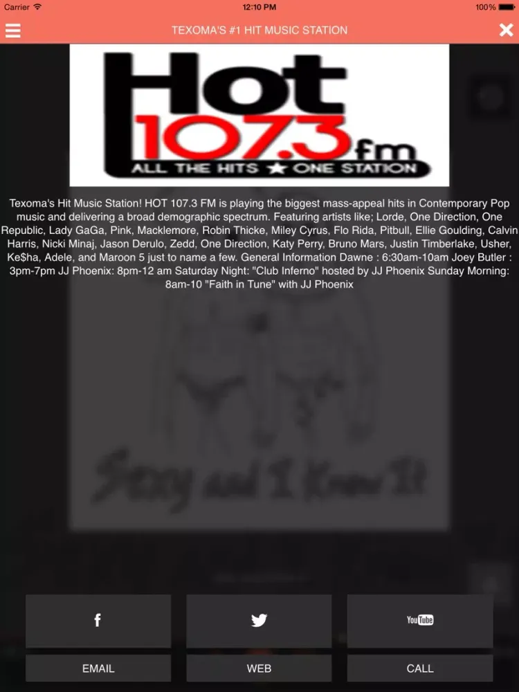 Captures d'écran de Hot 107.3 FM iPad 