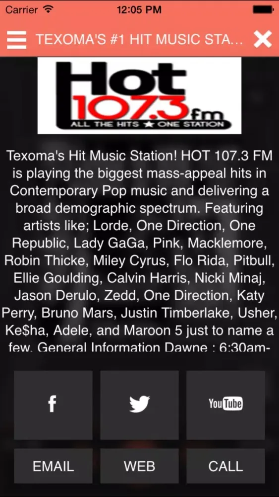Captures d'écran de Hot 107.3 FM