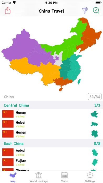 Tangkapan skrin China Travel Map: I Have Been