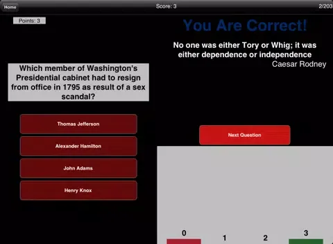Tangkapan skrin American Revolution: History Challenge iPad 