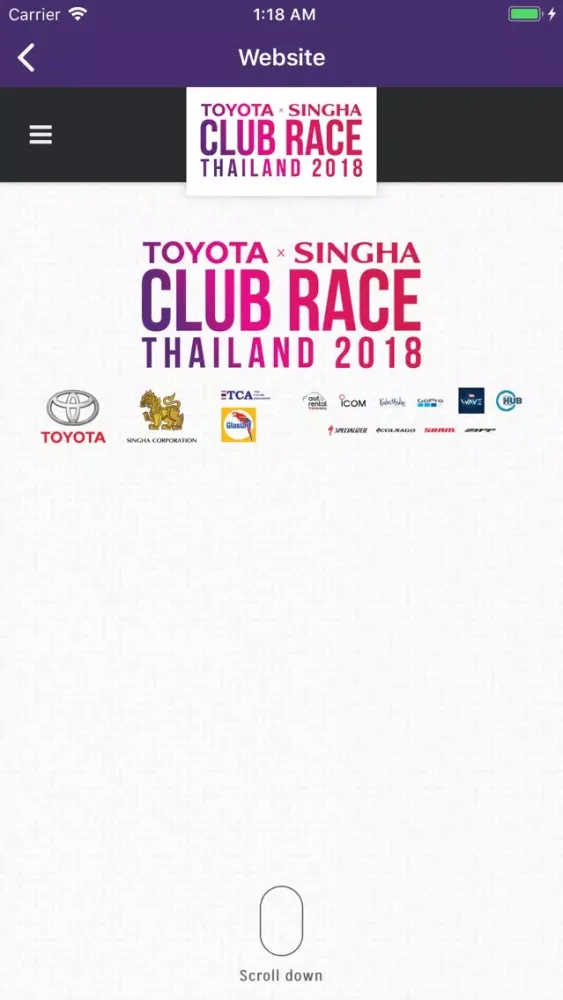 Tangkapan skrin ClubRaceThailand