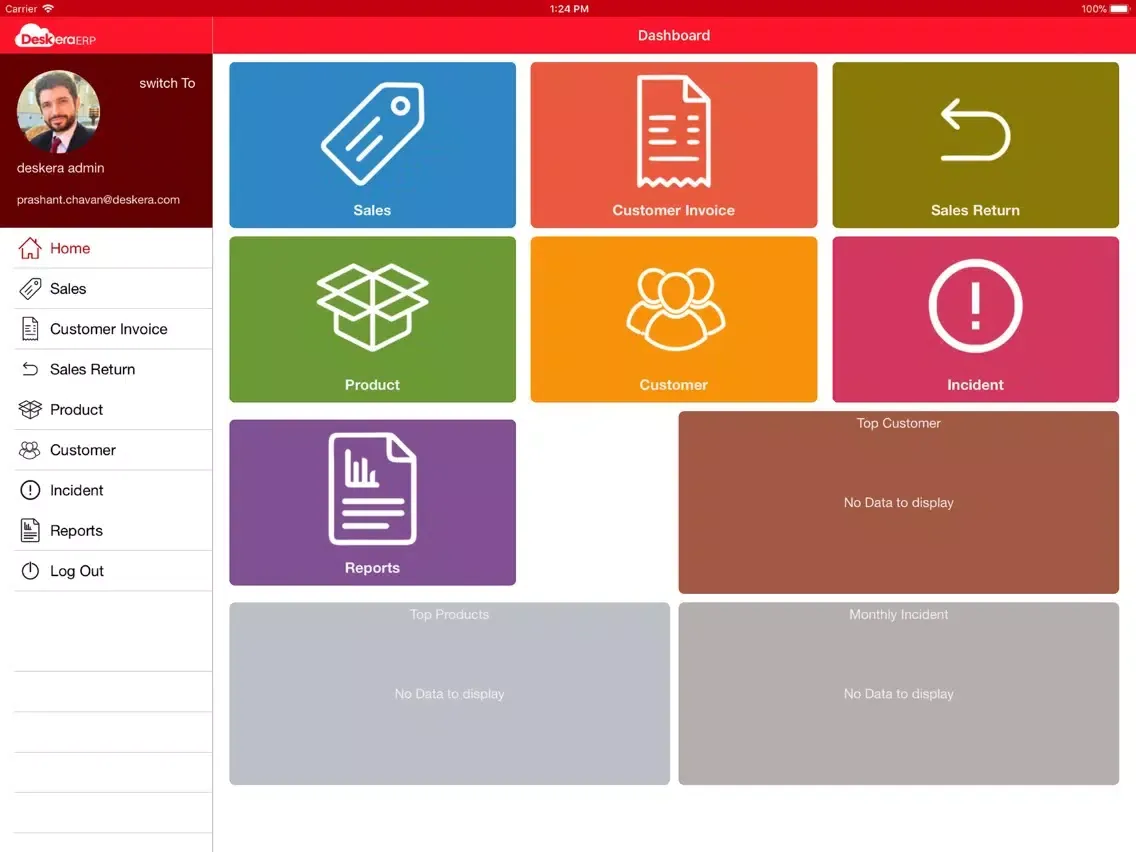 Скриншоты iDeskera ERP iPad 
