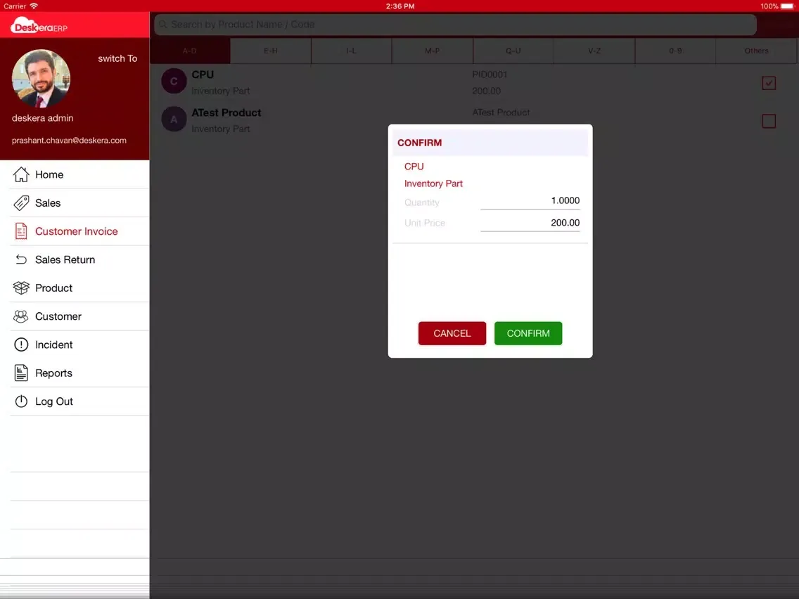 Скриншоты iDeskera ERP iPad 