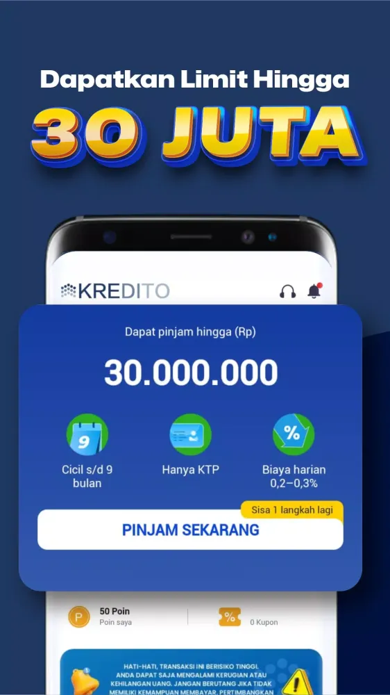 Tangkapan skrin Kredito—Pinjaman Uang Online