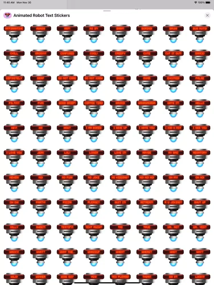 Animated Robot Text Stickers iPad 應用截圖