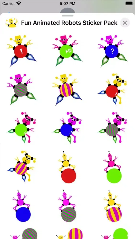 ภาพหน้าจอของ Fun Animated Robots Stickers