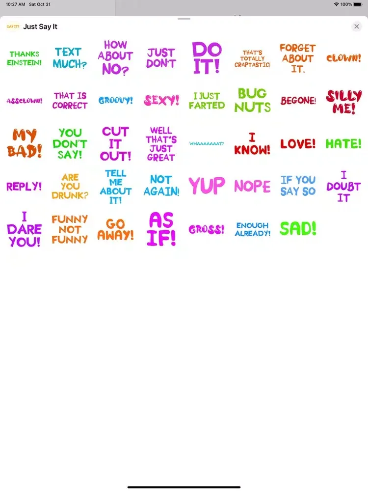 Just Say It Sticker Pack iPad  स्क्रीनशॉट