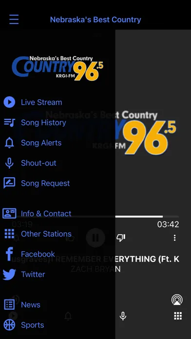 Ảnh chụp màn hình của Country 96 KRGI-FM