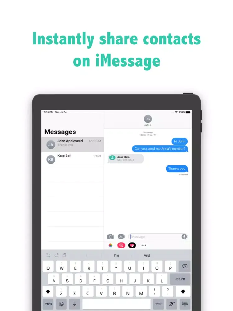 Tangkapan skrin Share Contact Plus iPad 