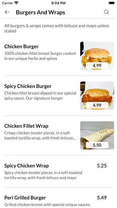 Capturas de tela do Krispy Chicken