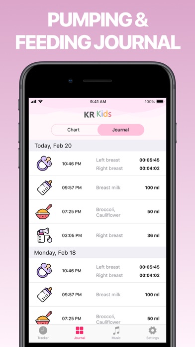 KR Kids: Baby feeding tracker Ekran Görüntüleri