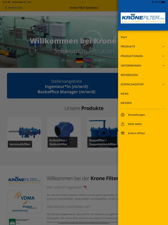 Krone Filter Solutions iPad  سکرین شاٹس