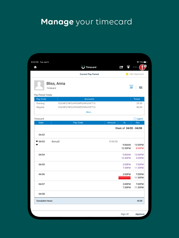 UKG Workforce Central Tablet iPad  Screenshots