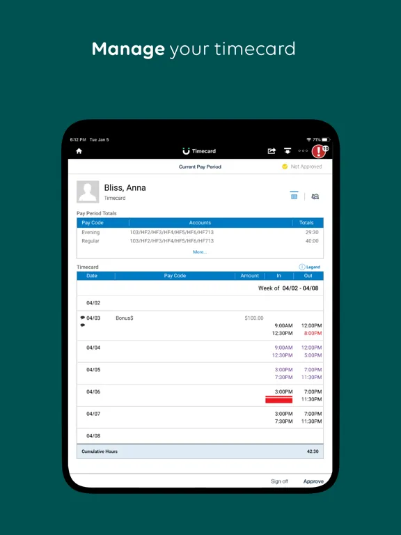 Screenshot di UKG Workforce Central Tablet iPad 