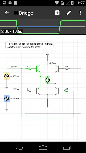 Tangkapan layar iCircuit Electronics Simulator