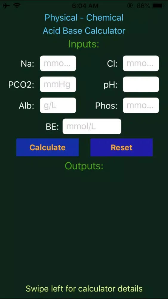 Madger Acid Base Calculator Screenshots