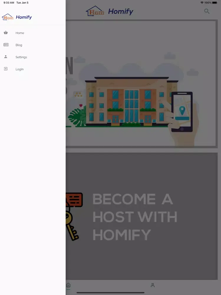 Capturas de tela do Homify iPad 