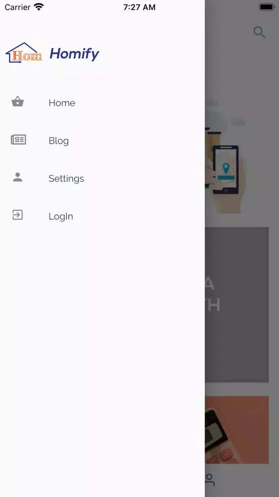 Capturas de tela do Homify