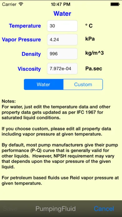 Centrifugal Pump Spec Screenshots