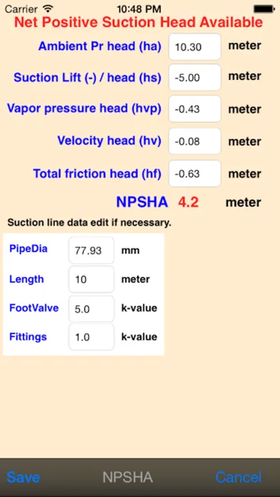 Centrifugal Pump Spec Screenshots