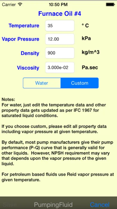 Centrifugal Pump Spec Screenshots
