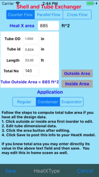 Screenshot di Heat Exchanger Performance
