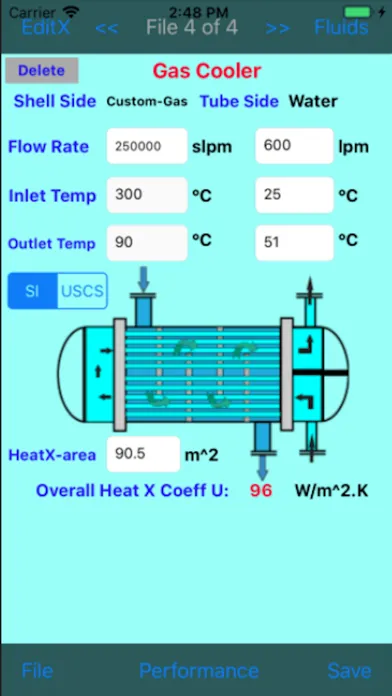 Screenshot di Heat Exchanger Performance