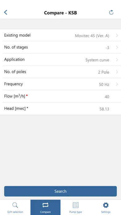KSB Select & Compare Ekran Görüntüleri