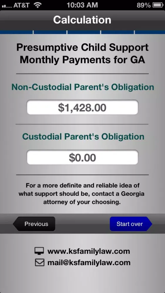 Capturas de pantalla de GA Child Support Calculator by KS Family Law