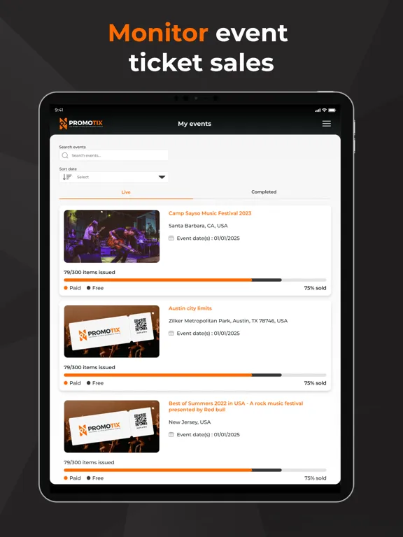 PromoTix Organizer iPad  Screenshots