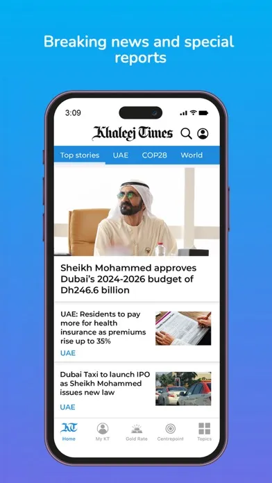 Captures d'écran de Khaleej Times: UAE, World News