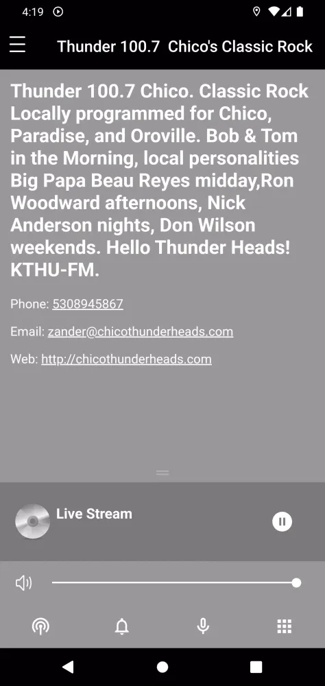 Capturas de tela do Thunder 100.7 Chico