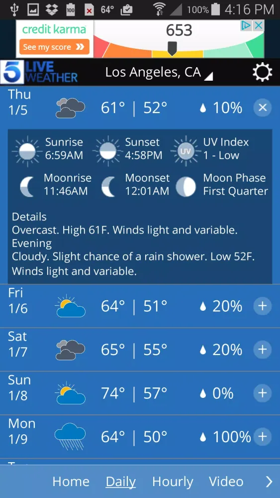 KTLA Los Angeles Weather Screenshots