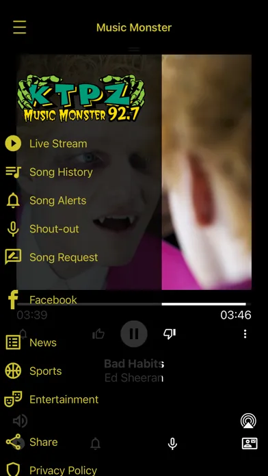 Ảnh chụp màn hình của 92.7 Music Monster
