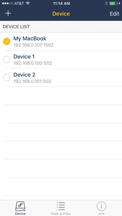 Tangkapan layar ModComm: Peek & Poke
