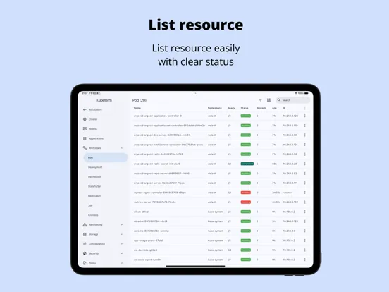 Kubeterm - Kubernetes client iPad 应用截图
