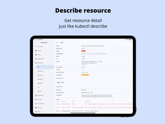 Kubeterm - Kubernetes client iPad 应用截图