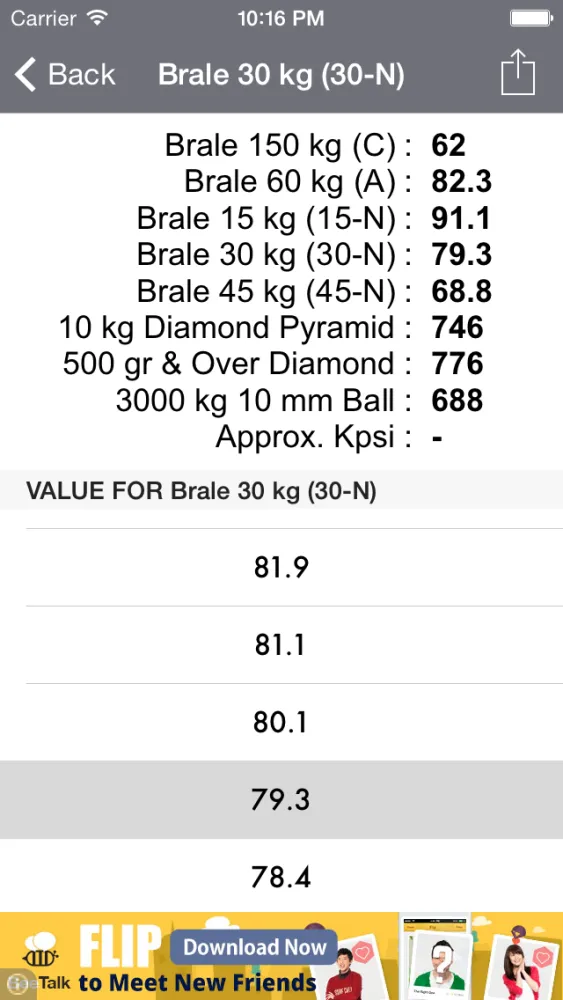 ภาพหน้าจอของ Hardness Converter Tool