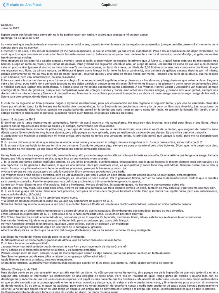 El diario de Ana Frank iPad  스크린샷
